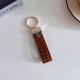 Prada Crocodile Embossing Leather Luxury Keychain - Signature Triangle Logo with Gold-Tone Hardware