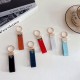 Prada Woven Leather Luxury Keychain - Signature Triangle Logo with Gold-Tone Hardware