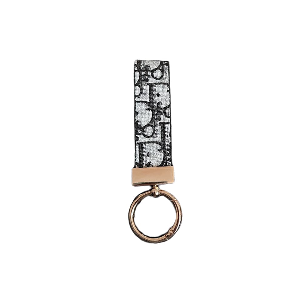 Dior Oblique Jacquard Luxury Keychain - Rose Gold Accents