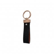 Montblanc Pebbled Leather Luxury Keychain - Hexagon Logo with Gold-Tone Hardware
