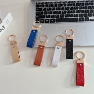 Montblanc Pebbled Leather Luxury Keychain - Hexagon Logo with Gold-Tone Hardware