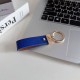 Montblanc Pebbled Leather Luxury Keychain - Hexagon Logo with Gold-Tone Hardware