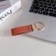 Montblanc Pebbled Leather Luxury Keychain - Hexagon Logo with Gold-Tone Hardware