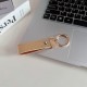 Montblanc Pebbled Leather Luxury Keychain - Hexagon Logo with Gold-Tone Hardware
