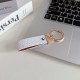 Montblanc Pebbled Leather Luxury Keychain - Hexagon Logo with Gold-Tone Hardware