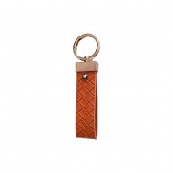 Montblanc Woven Leather Luxury Keychain - Hexagon Logo with Gold-Tone Hardware