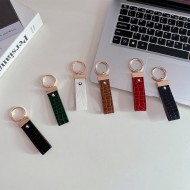 Montblanc Crocodile Embossing Leather Luxury Keychain - Hexagon Logo with Gold-Tone Hardware