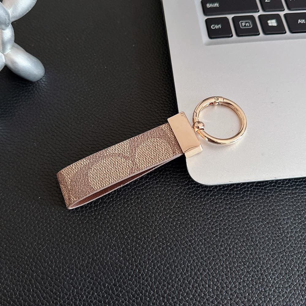 Coach Luxury Keychain - Signature C Pattern Leather with Gold-Tone Hardware
