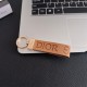 Dior CD Logo Leather Luxury Keychain - Gold-Tone Metal Accents