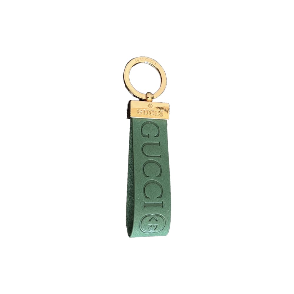 Gucci Embossed GG Monogram Leather Luxury Keychain - Gold-Tone Hardware