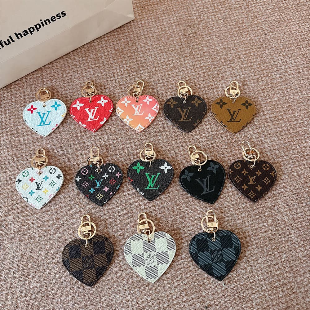 Louis Vuitton Heart-Shaped Keychain - Monogram & Damier Patterns with Gold-Tone Hardware