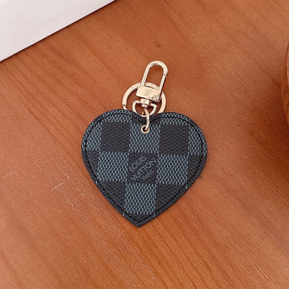 Louis Vuitton Heart-Shaped Keychain - Monogram & Damier Patterns with Gold-Tone Hardware