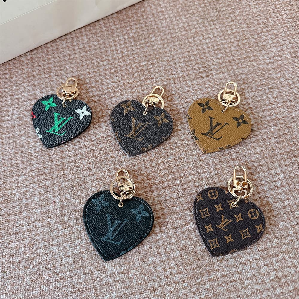 Louis Vuitton Heart-Shaped Keychain - Monogram & Damier Patterns with Gold-Tone Hardware