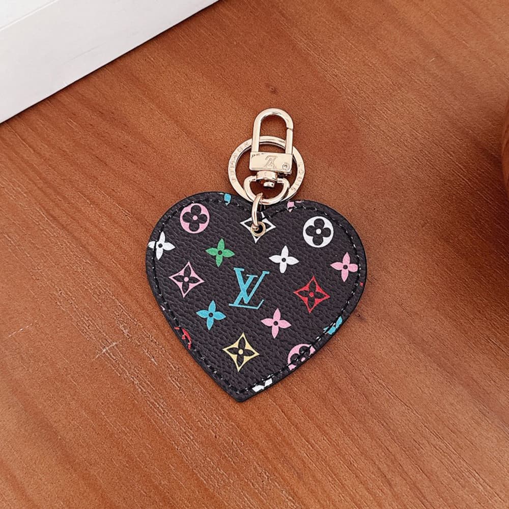 Louis Vuitton Heart-Shaped Keychain - Monogram & Damier Patterns with Gold-Tone Hardware