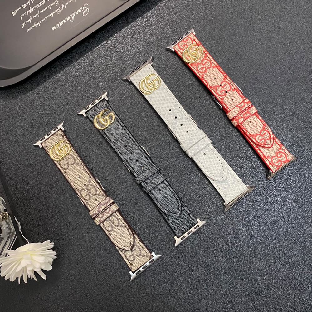 Gucci GG Luxury Apple Watch Band - Monogram with Gold-Toned Logo