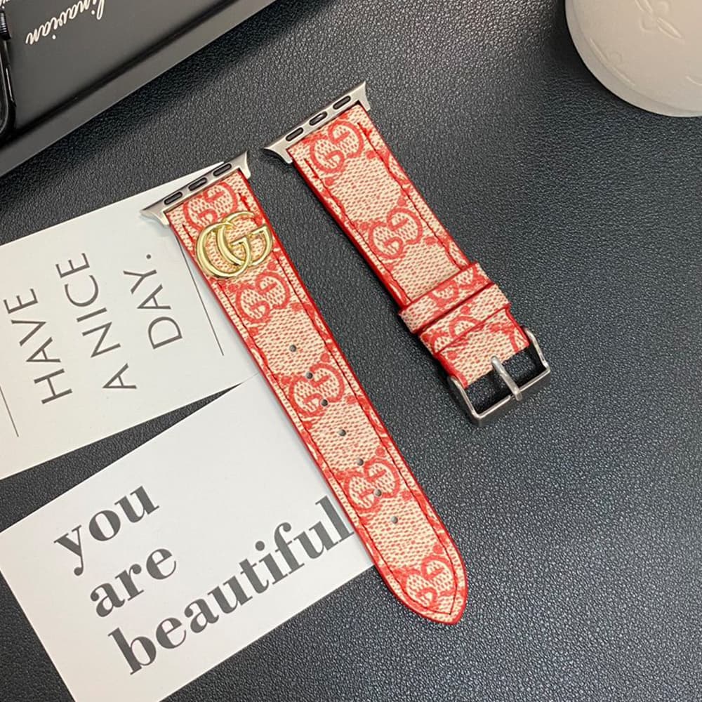 Gucci GG Luxury Apple Watch Band - Monogram with Gold-Toned Logo