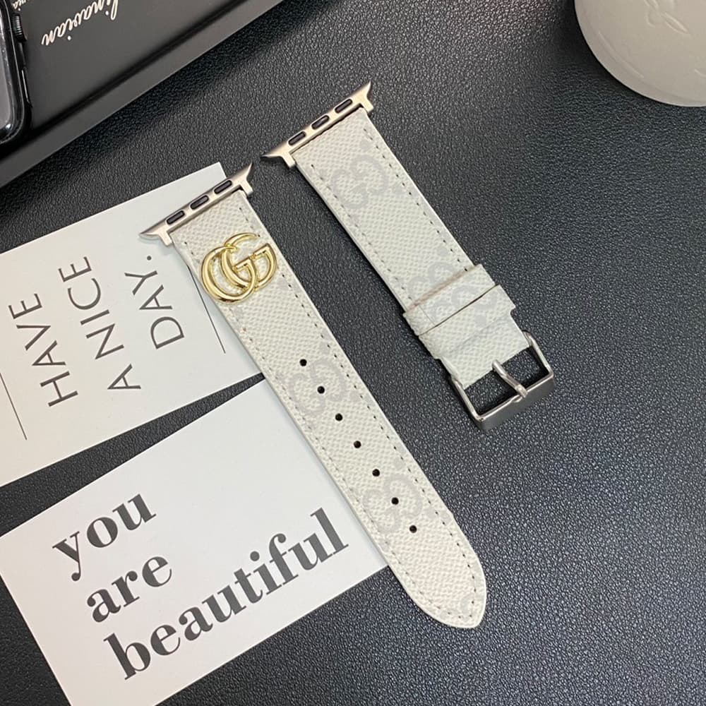 Gucci GG Luxury Apple Watch Band - Monogram with Gold-Toned Logo
