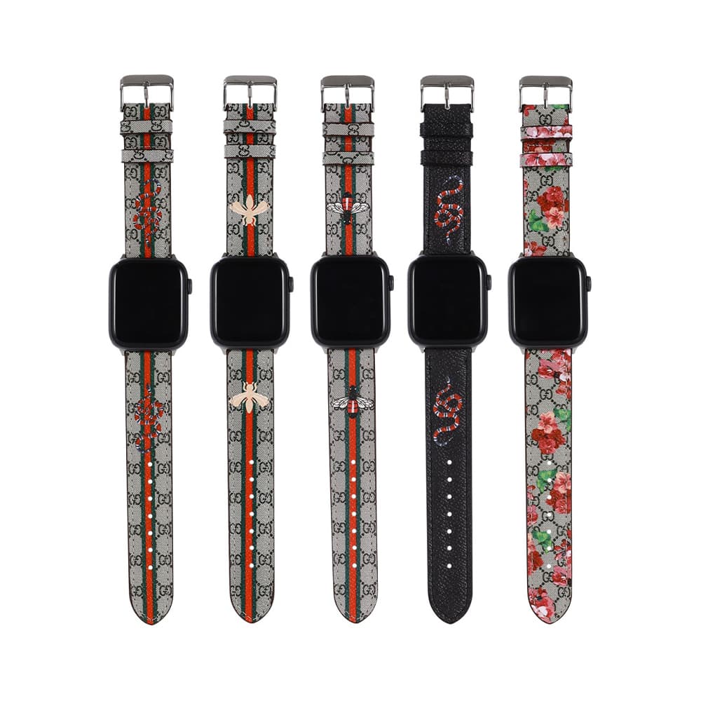 Gucci GG Luxury Apple Watch Band - Floral/Bee/Snake Monogram Designs