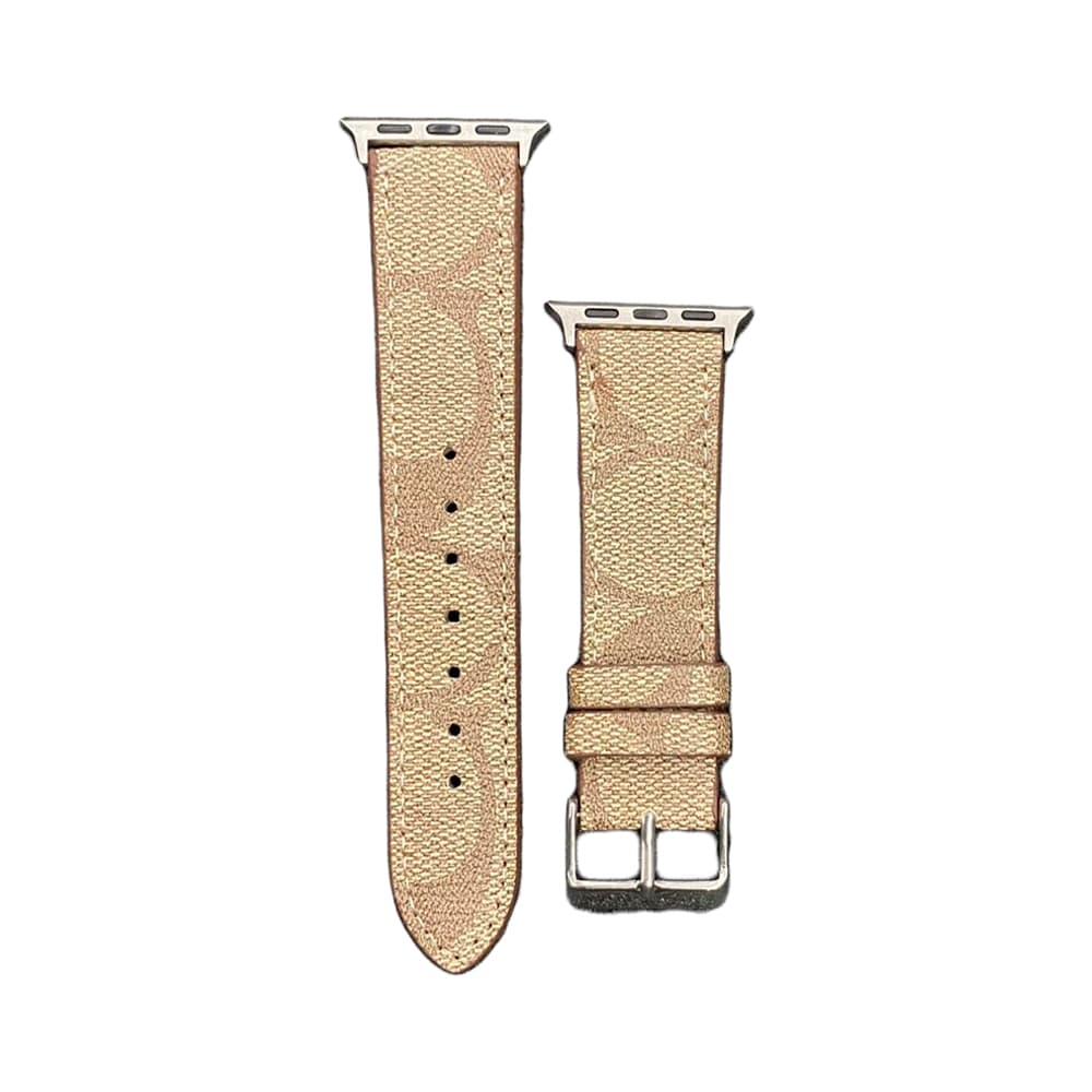 Coach Signature Print Luxury Apple Watch Band - Vintage Monogram Strap with Metal Buckle (Universal Fit)