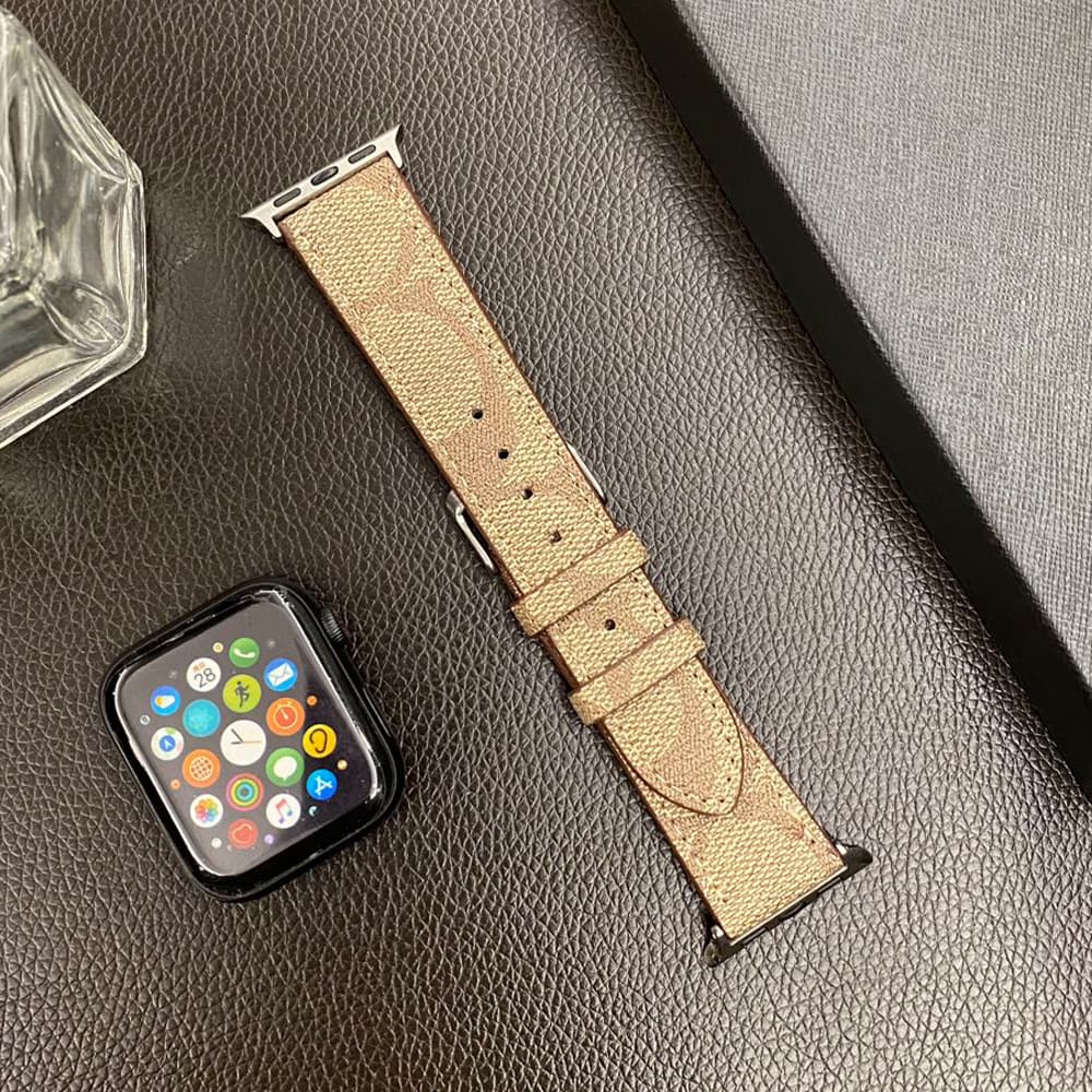 Coach Signature Print Luxury Apple Watch Band - Vintage Monogram Strap with Metal Buckle (Universal Fit) Coach Signature Print Luxury Apple Watch Band - Vintage Monogram Strap with Metal Buckle (Universal Fit)