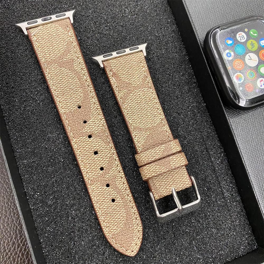 Coach Signature Print Luxury Apple Watch Band - Vintage Monogram Strap with Metal Buckle (Universal Fit) Coach Signature Print Luxury Apple Watch Band - Vintage Monogram Strap with Metal Buckle (Universal Fit)