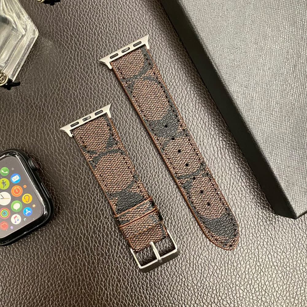 Coach Signature Print Luxury Apple Watch Band - Vintage Monogram Strap with Metal Buckle (Universal Fit) Coach Signature Print Luxury Apple Watch Band - Vintage Monogram Strap with Metal Buckle (Universal Fit)