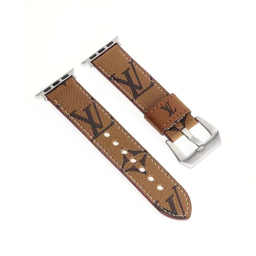 LV Luxury Apple Watch Band - Signature Monogram & Damier Leather Strap with Metal Hardware LV Luxury Apple Watch Band - Signature Monogram & Damier Leather Strap with Metal Hardware