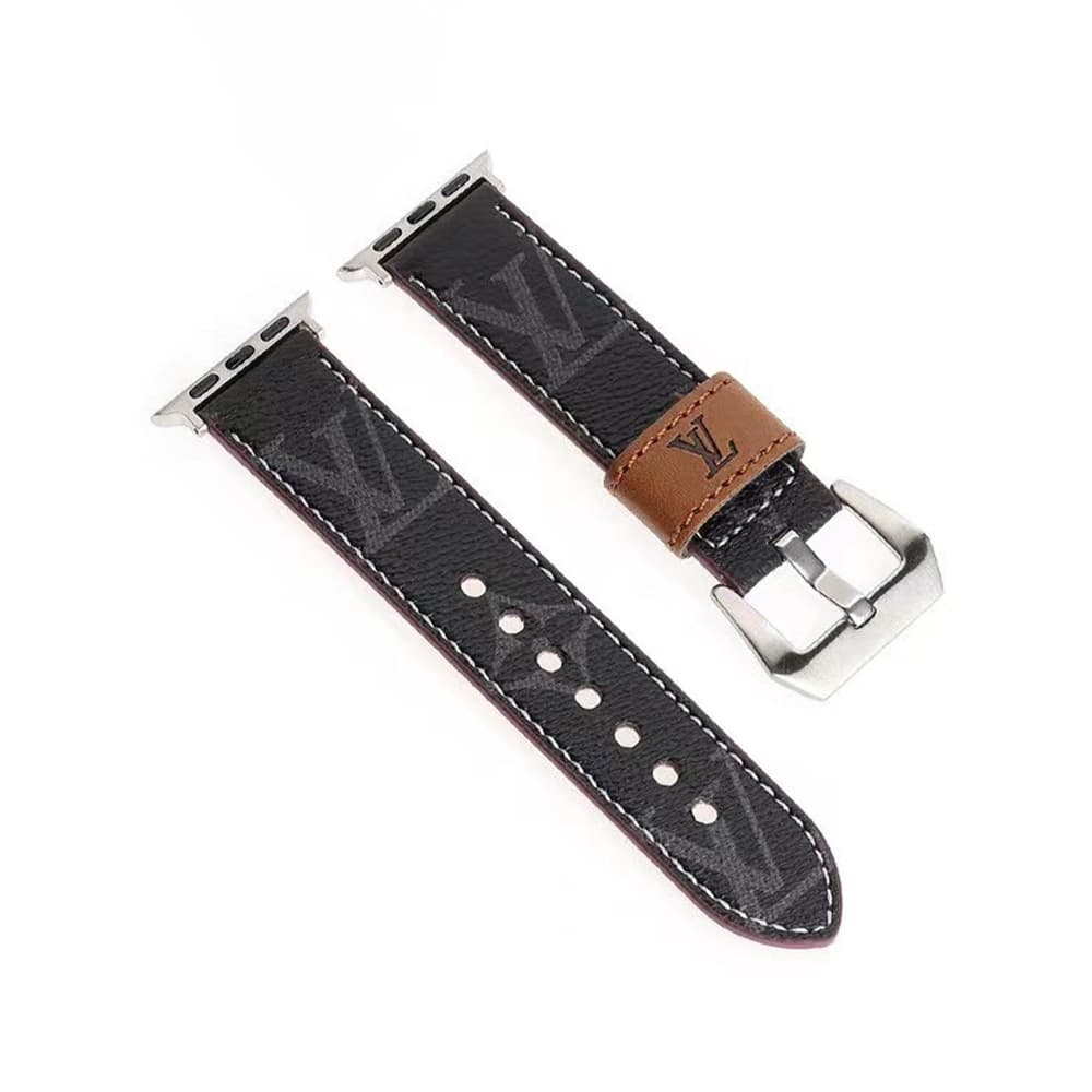 LV Luxury Apple Watch Band - Signature Monogram & Damier Leather Strap with Metal Hardware LV Luxury Apple Watch Band - Signature Monogram & Damier Leather Strap with Metal Hardware