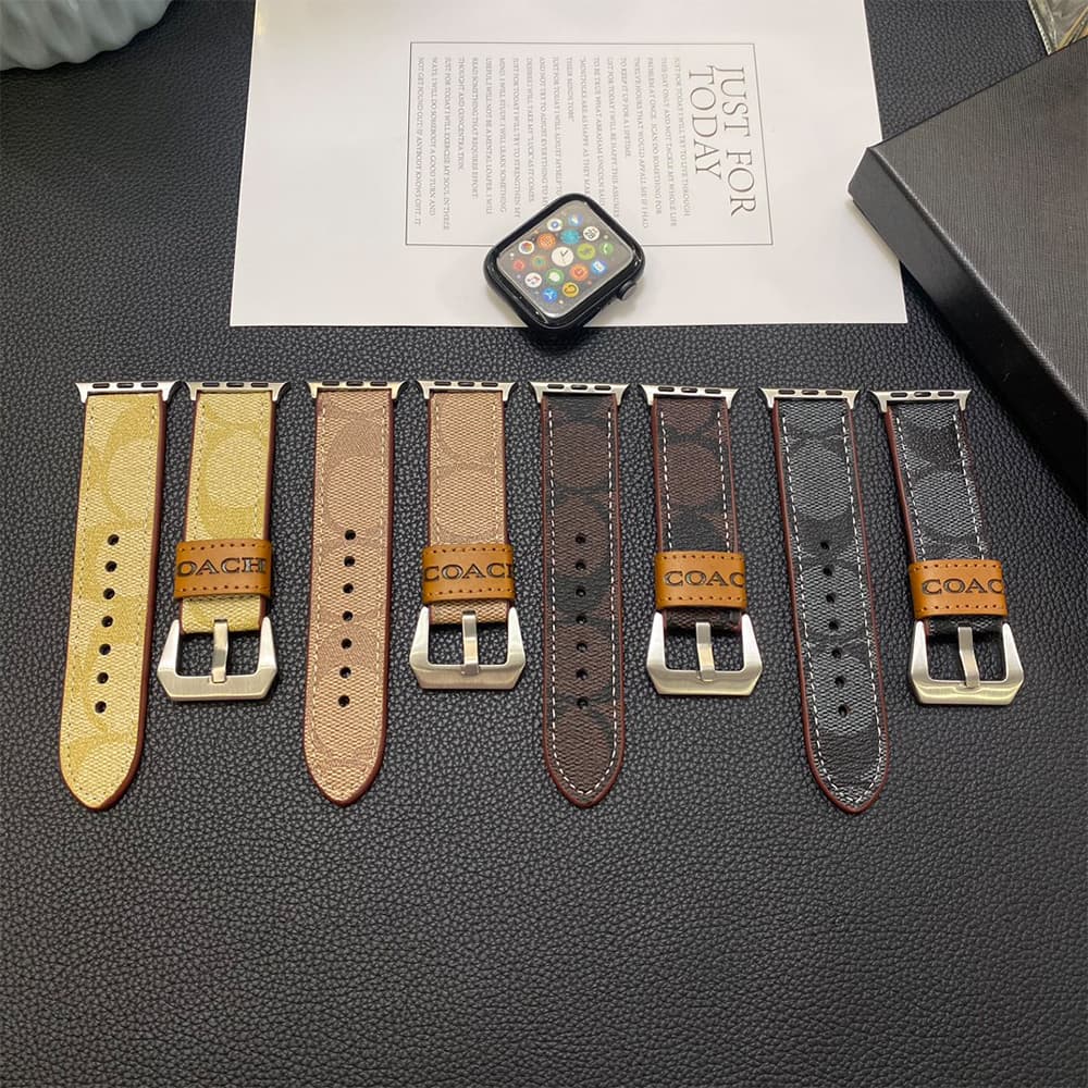 COACH Signature Luxury Apple Watch Band - Classic Monogram Leather Strap with Metal Hardware (Universal Fit All Models) COACH Signature Luxury Apple Watch Band - Classic Monogram Leather Strap with Metal Hardware (Universal Fit All Models)
