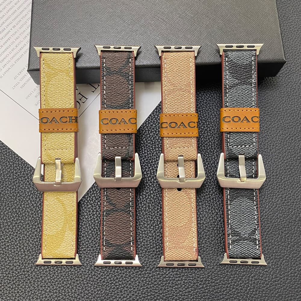 COACH Signature Luxury Apple Watch Band - Classic Monogram Leather Strap with Metal Hardware (Universal Fit All Models) COACH Signature Luxury Apple Watch Band - Classic Monogram Leather Strap with Metal Hardware (Universal Fit All Models)