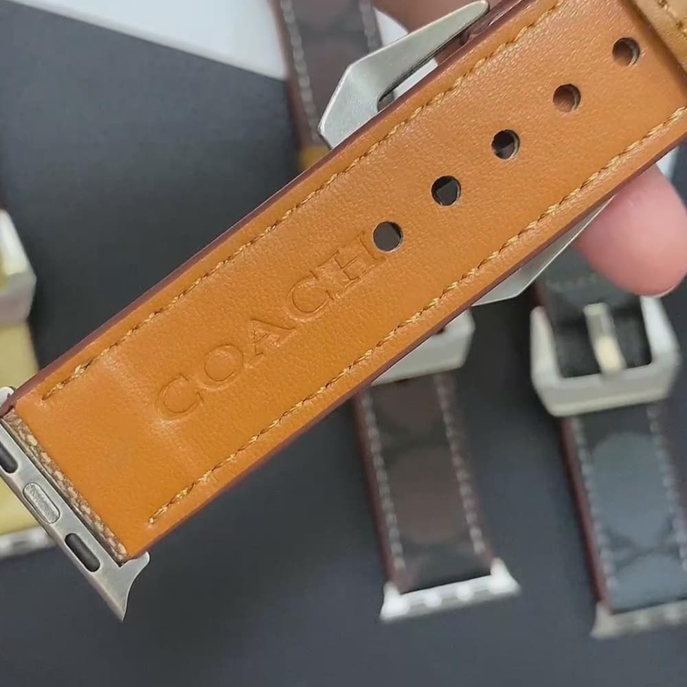 COACH Signature Luxury Apple Watch Band - Classic Monogram Leather Strap with Metal Hardware (Universal Fit All Models) COACH Signature Luxury Apple Watch Band - Classic Monogram Leather Strap with Metal Hardware (Universal Fit All Models)