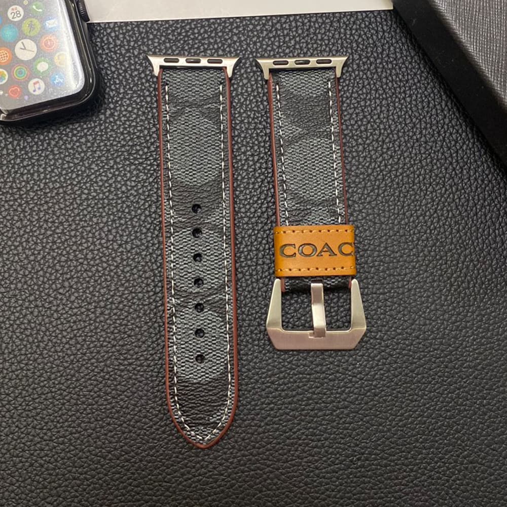 COACH Signature Luxury Apple Watch Band - Classic Monogram Leather Strap with Metal Hardware (Universal Fit All Models) COACH Signature Luxury Apple Watch Band - Classic Monogram Leather Strap with Metal Hardware (Universal Fit All Models)