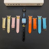 GUCCI Luxury Watch Band - Glossy Leather Strap with GG Logo (Fits Apple Watch & Galaxy Watch)