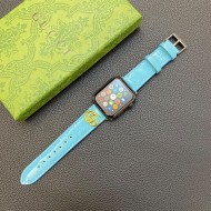 GUCCI Luxury Watch Band - Glossy Leather Strap with GG Logo (Fits Apple Watch & Galaxy Watch)