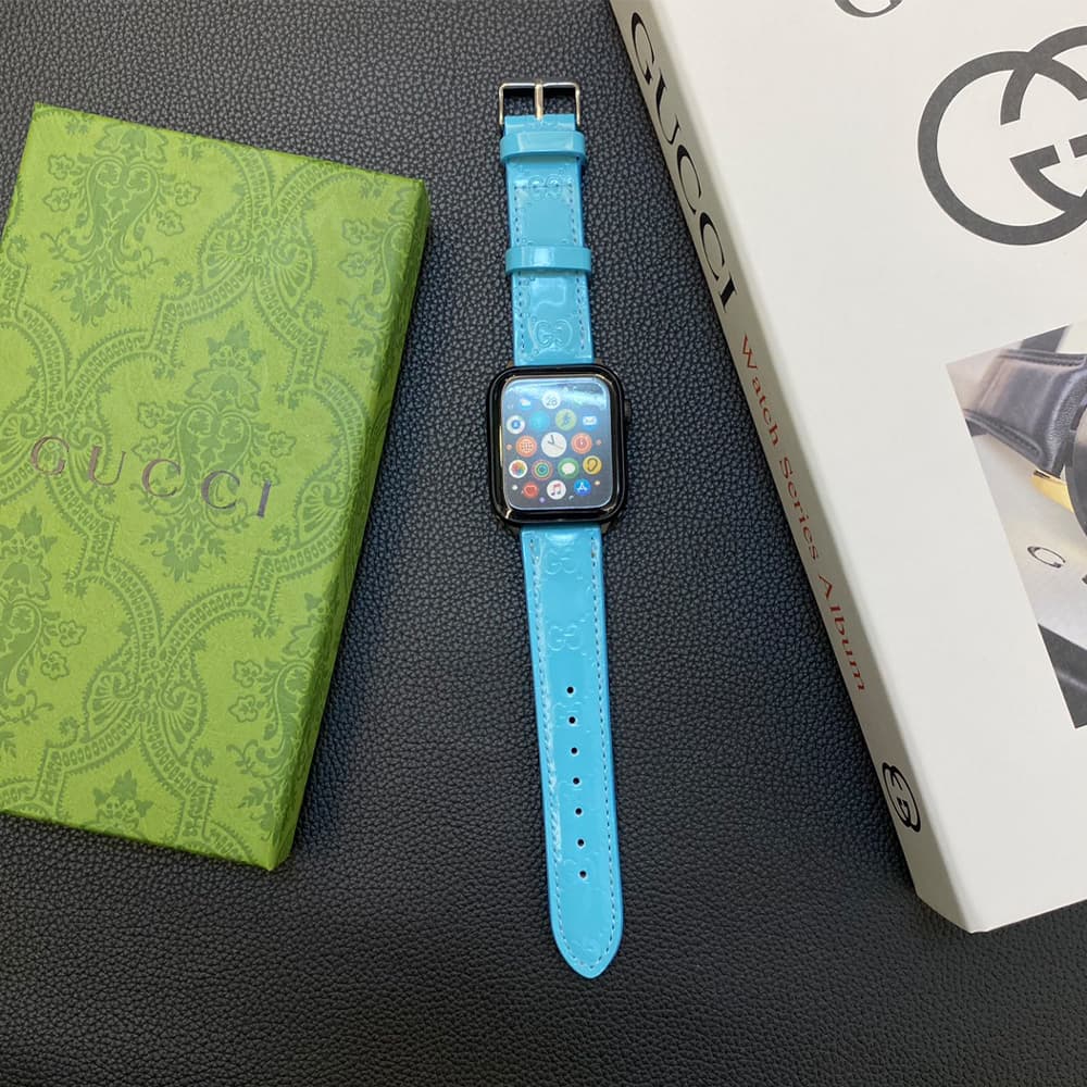 GUCCI Luxury Watch Band - Glossy Leather Strap with GG Logo (Fits Apple Watch & Galaxy Watch) GUCCI Luxury Watch Band - Glossy Leather Strap with GG Logo (Fits Apple Watch & Galaxy Watch)
