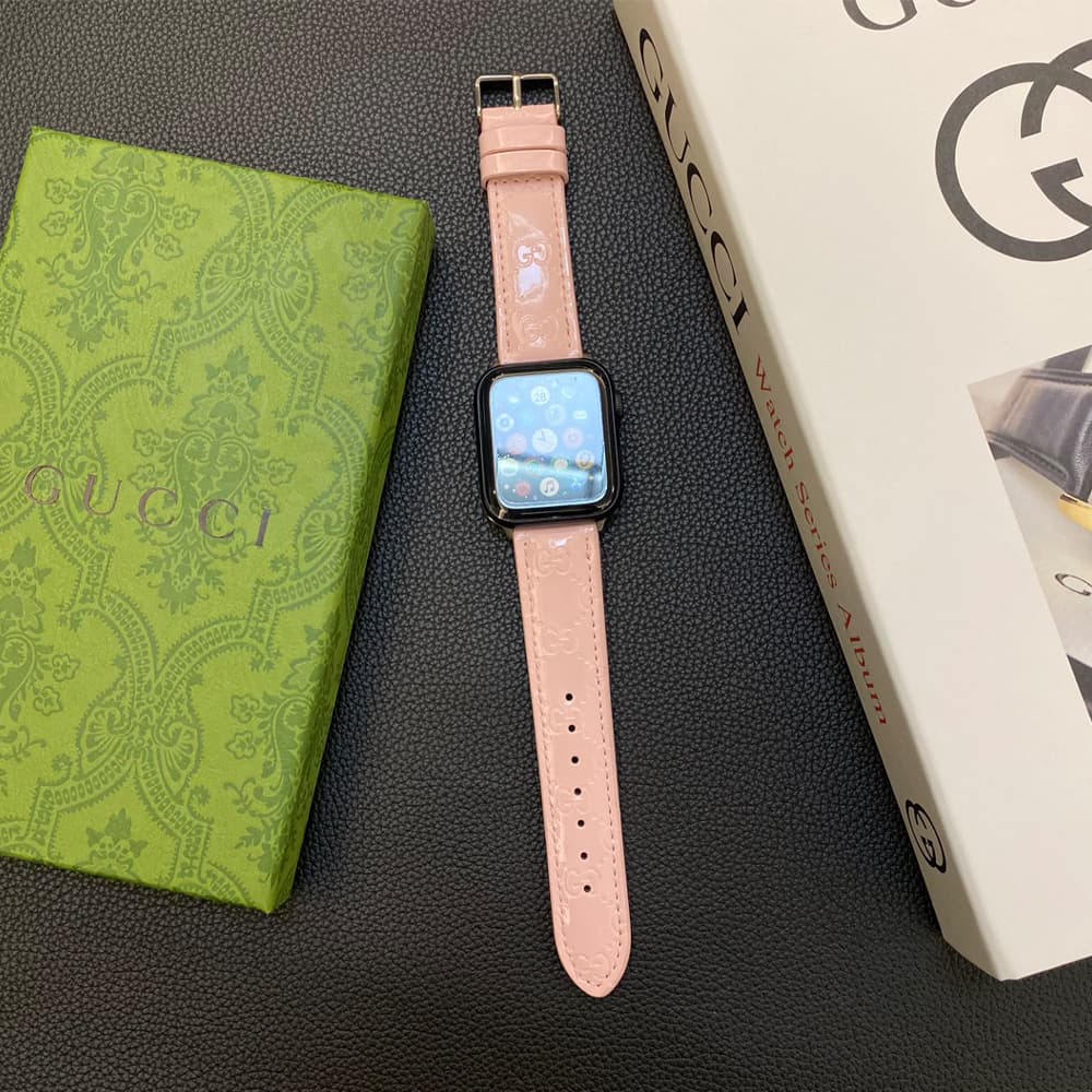 GUCCI Luxury Watch Band - Glossy Leather Strap with GG Logo (Fits Apple Watch & Galaxy Watch) GUCCI Luxury Watch Band - Glossy Leather Strap with GG Logo (Fits Apple Watch & Galaxy Watch)