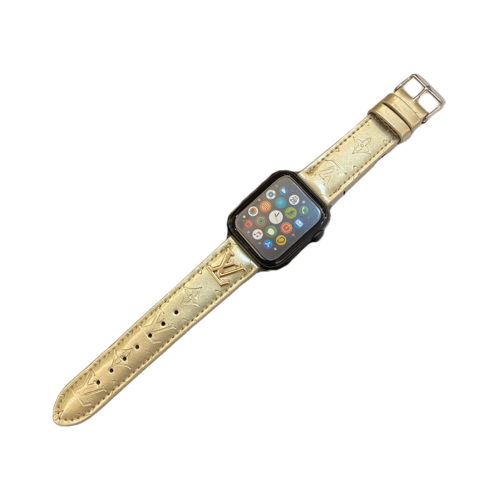 Louis Vuitton Luxury Watch Band - Monogram Leather Strap with LV Logo (Fits Apple Watch & Galaxy Watch)