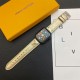 Louis Vuitton Luxury Watch Band - Monogram Leather Strap with LV Logo (Fits Apple Watch & Galaxy Watch)