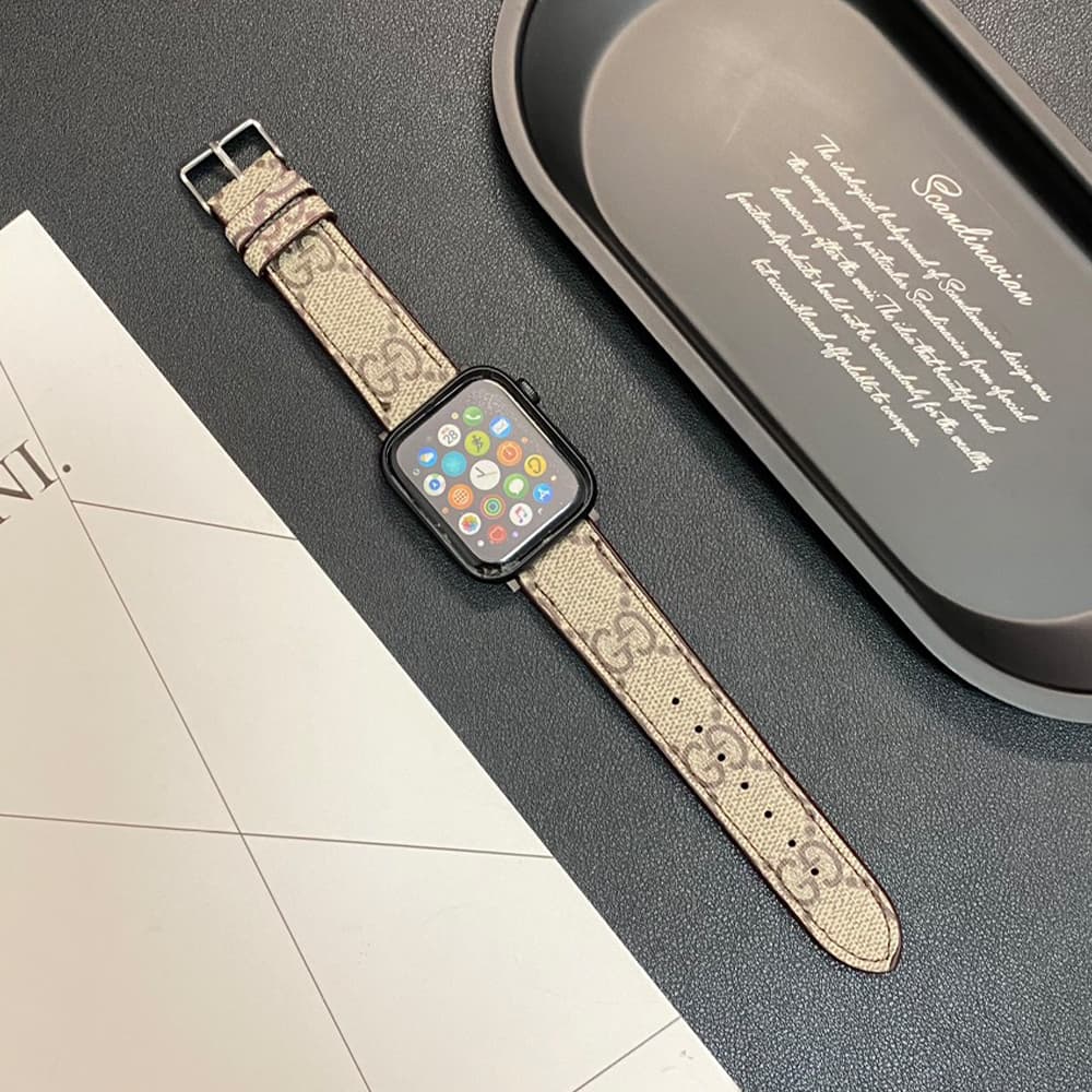 Gucci GG Supreme Apple Watch Band with Metal Buckle Gucci GG Supreme Apple Watch Band with Metal Buckle