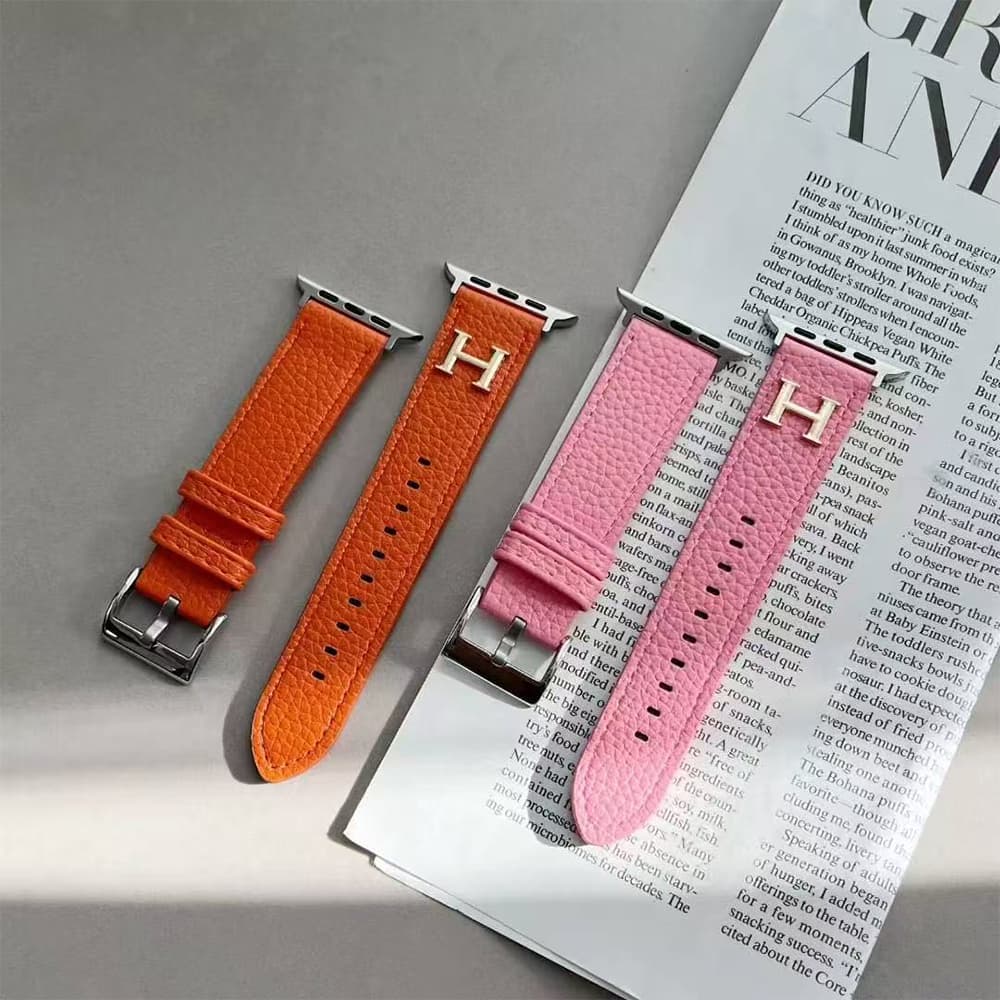 Hermès H Metal Buckle with Grained Leather Apple Watch Band
