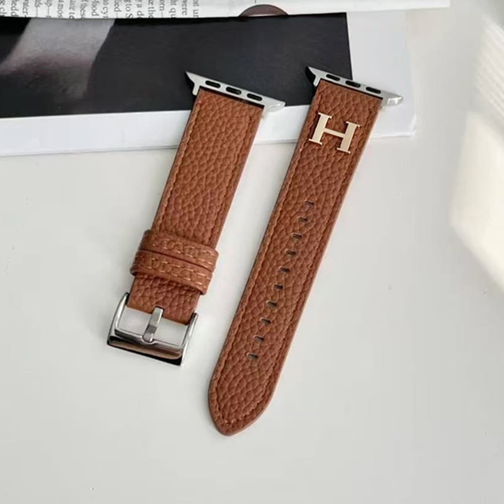 Hermès H Metal Buckle with Grained Leather Apple Watch Band
