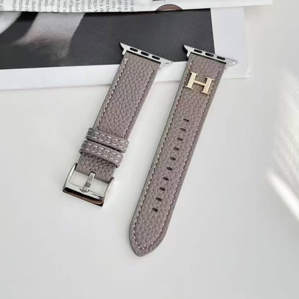 Hermès H Metal Buckle with Grained Leather Apple Watch Band