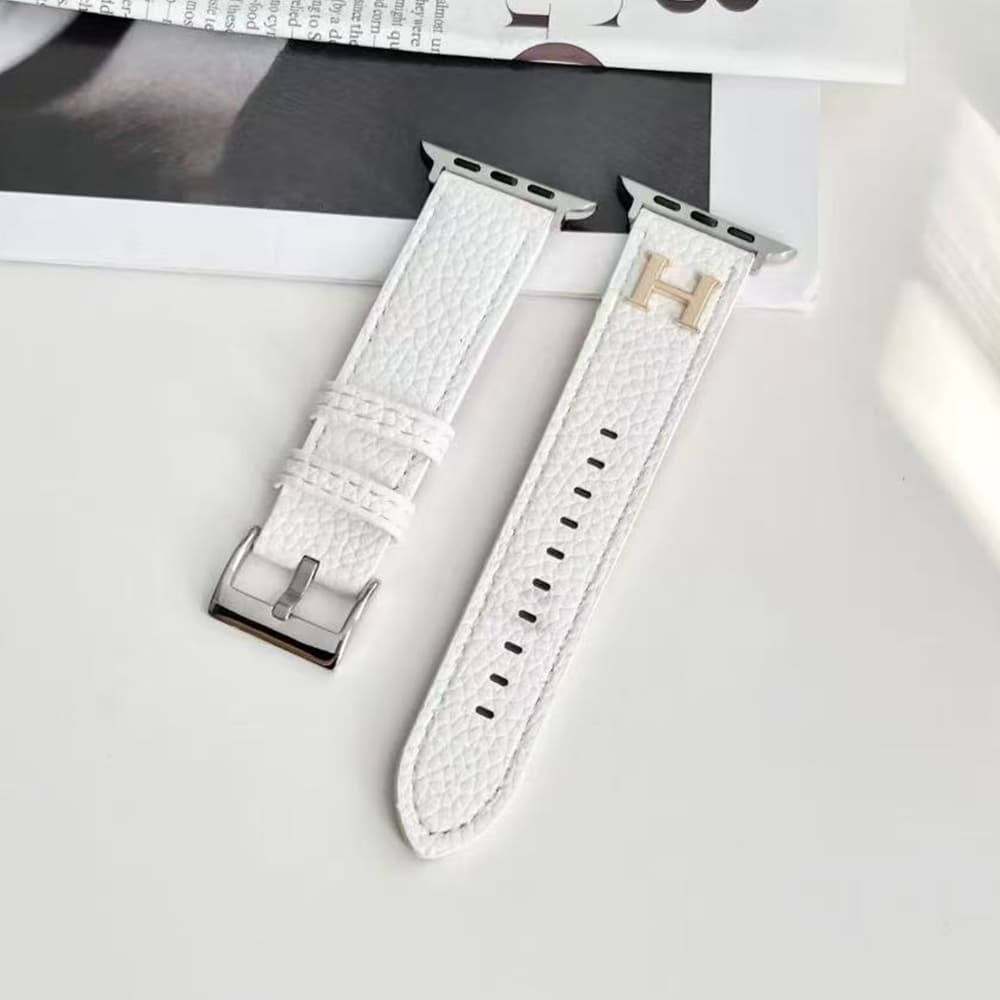 Hermès H Metal Buckle with Grained Leather Apple Watch Band