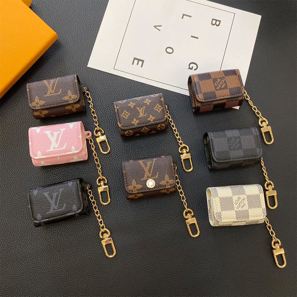 Louis Vuitton AirPods Case Collection - Monogram & Damier with Gold Chain (2 Universal Fits)