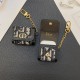Dior Oblique AirPods Case - CD Logo Luxury Cover with Gold Chain (2 Universal Fits) Dior Oblique AirPods Case - CD Logo Luxury Cover with Gold Chain (2 Universal Fits)