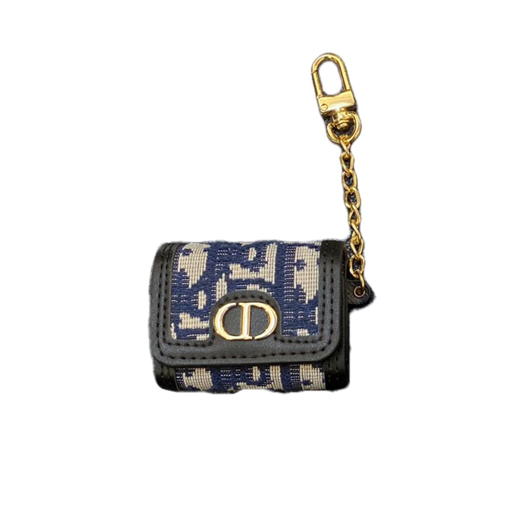 Dior Oblique AirPods Case - CD Logo Luxury Cover with Gold Chain (2 Universal Fits) Dior Oblique AirPods Case - CD Logo Luxury Cover with Gold Chain (2 Universal Fits)