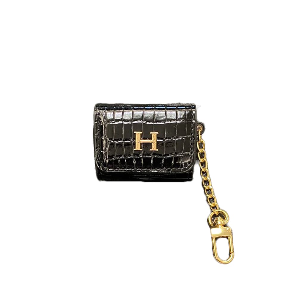 Hermès AirPods Case - H Logo Luxury Cover with Gold Chain (2 Universal Fits)