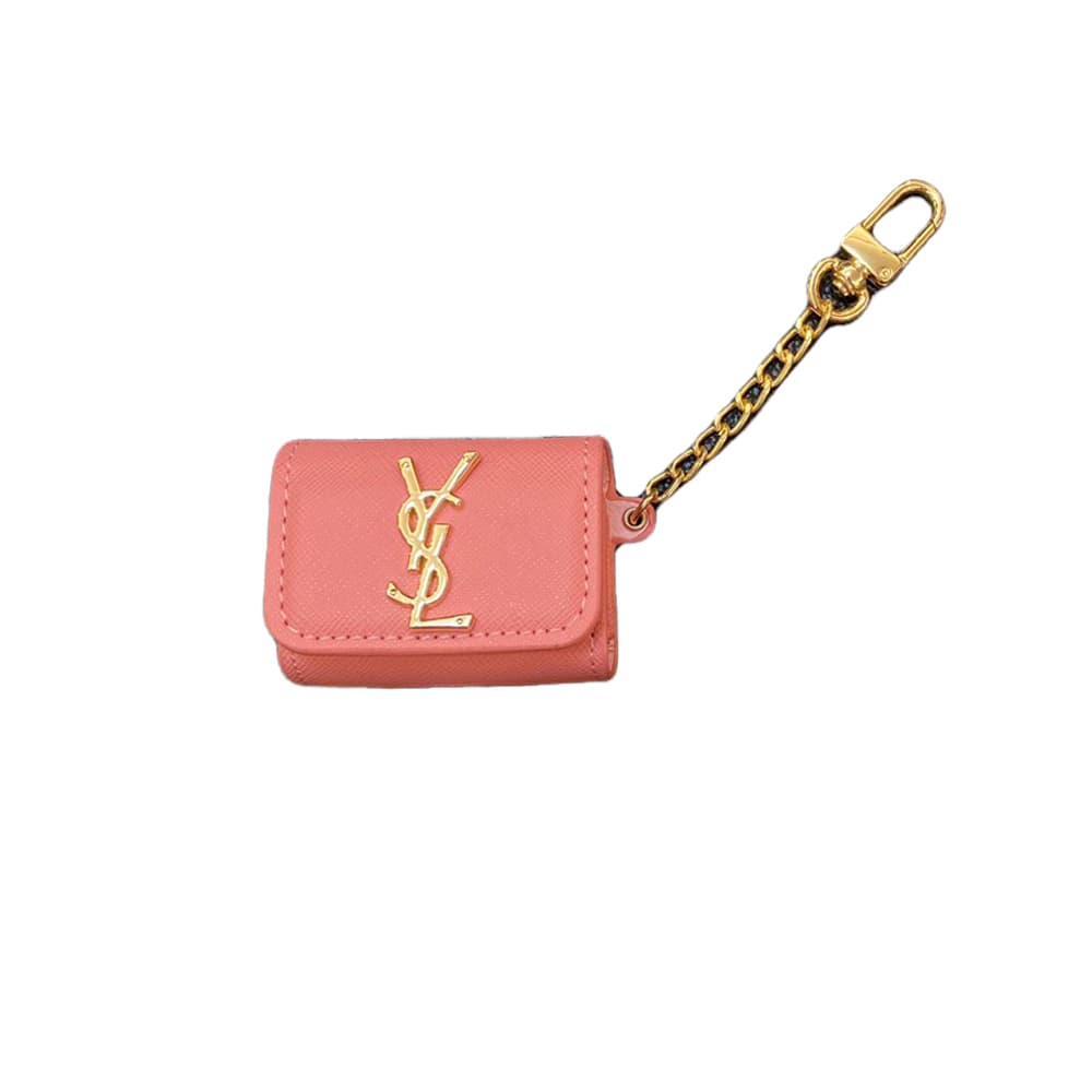 YSL Monogram AirPods Case - Metal Logo Luxury Cover with Gold Chain (2 Universal Fits) YSL Monogram AirPods Case - Metal Logo Luxury Cover with Gold Chain (2 Universal Fits)
