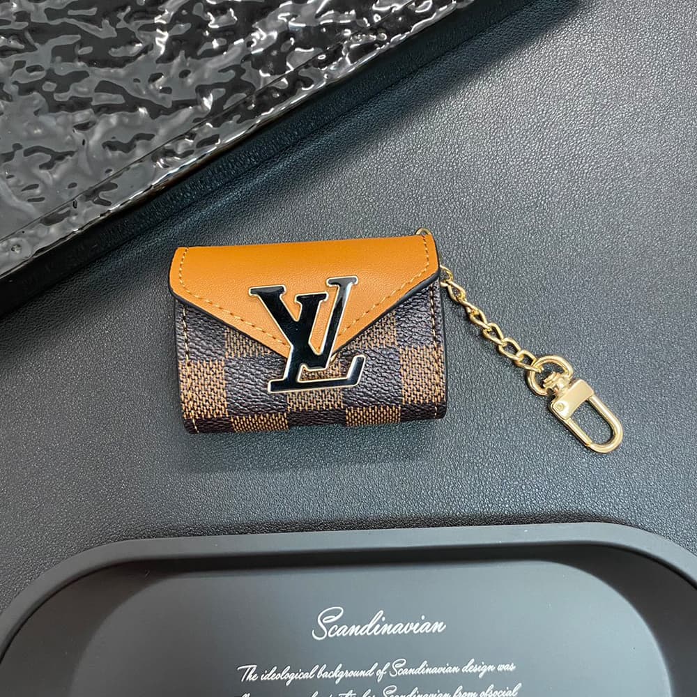 LV Luxury AirPods & Samsung Buds Case - Monogram/Damier with Leather Patchwork & Oversized Logo LV Luxury AirPods & Samsung Buds Case - Monogram/Damier with Leather Patchwork & Oversized Logo