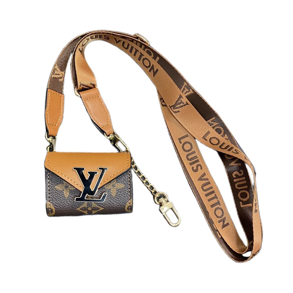 LV Luxury AirPods & Samsung Buds Case - Monogram/Damier with Leather Patchwork & Oversized Logo